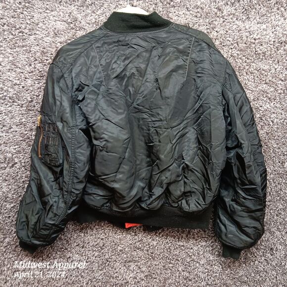 Vintage MA1 Black Flight Jacket‎ Reversible Orange Lining Camel Ciggarettes - Picture 12 of 16